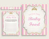 Pink Gold Royal Princess Guess The Baby Food Game Printable, Girl Baby Shower Food Guessing Game Activity, Instant Download, Glamorous rp002