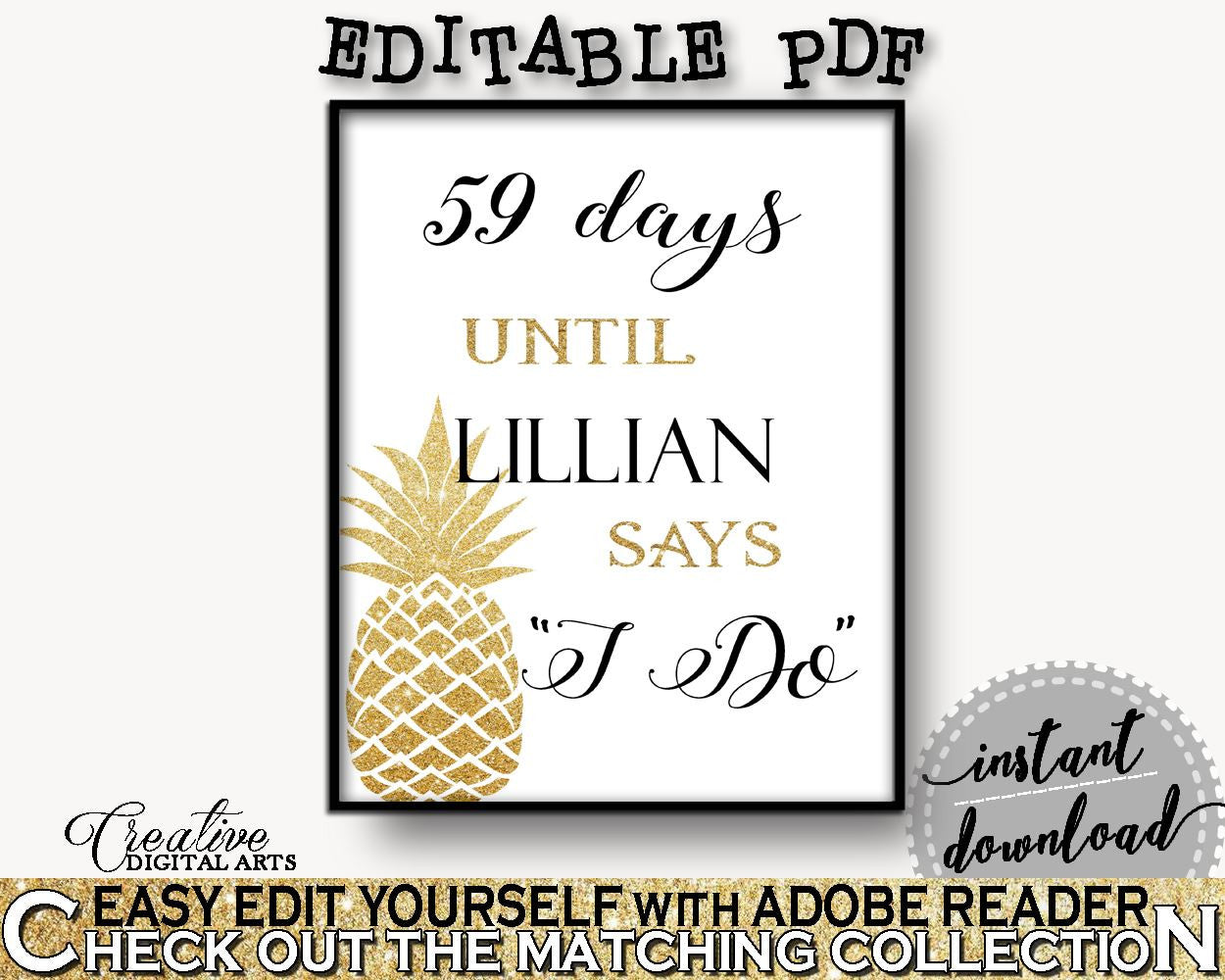 Days Until I Do Bridal Shower Days Until I Do Pineapple Bridal Shower Days Until I Do Bridal Shower Pineapple Days Until I Do Gold 86GZU - Digital Product