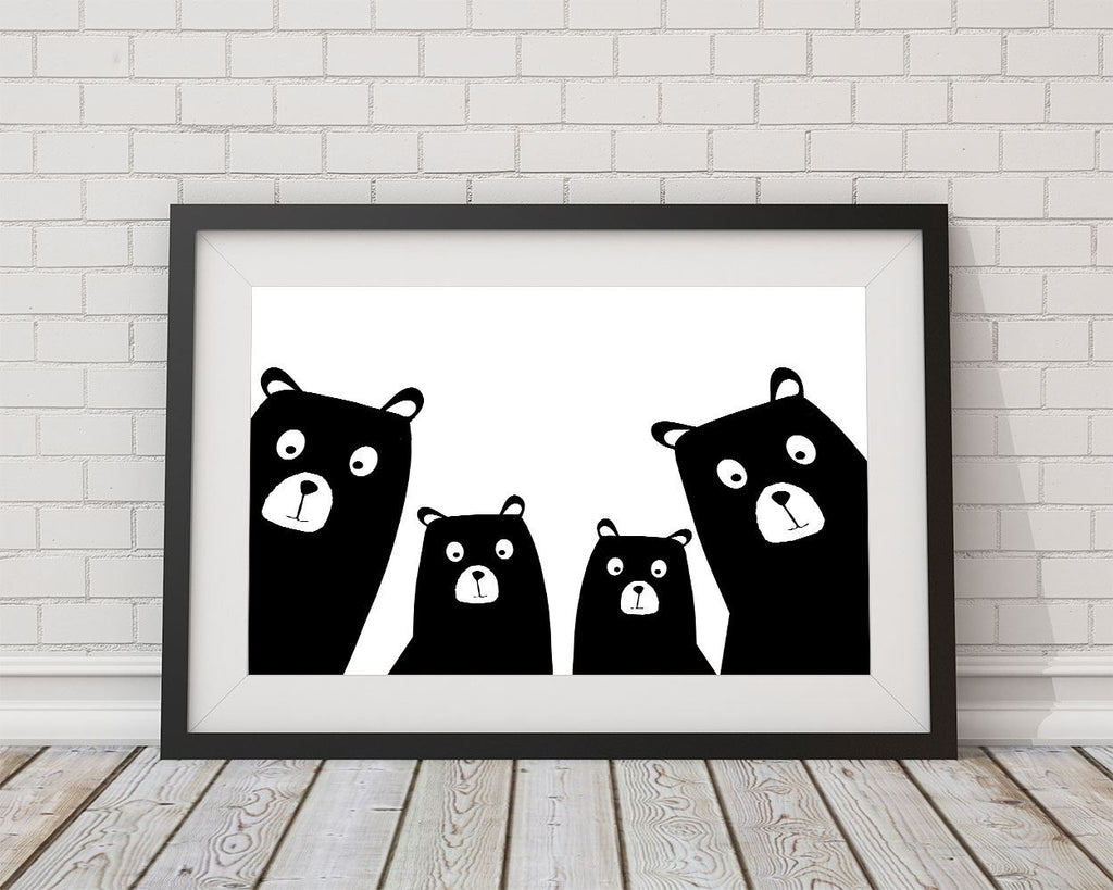 Bear Family Art, woodland, animal print, bear family poster, Modern Minimalist Art, birthday gift, warming present, Wall Decor, Most Popular - Digital Download