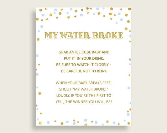 My Water Broke Baby Shower My Water Broke Confetti Baby Shower My Water Broke Blue Gold Baby Shower Confetti My Water Broke pdf jpg cb001