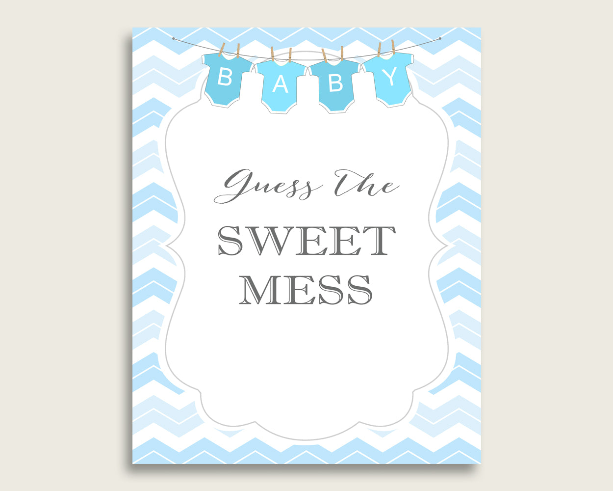 Chevron Guessing Game Baby Shower Boy, Blue White Guess The Sweet Mess Game Printable, Dirty Diaper Game, Instant Download, Popular cbl01