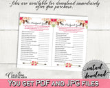 The Newlywed Game in Bohemian Flowers Bridal Shower Pink And Red Theme, icebreaker game, beautiful bridal, party plan, party stuff - 06D7T - Digital Product