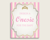 Pink Gold Please Sign The Onesie Sign and Design A Onesie Sign Printables, Royal Princess Girl Baby Shower Decor, Instant Download, rp002