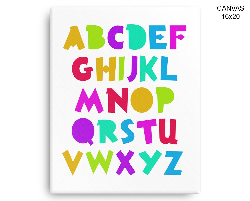 Alphabet Abc Print, Beautiful Wall Art with Frame and Canvas options available Nursery Decor