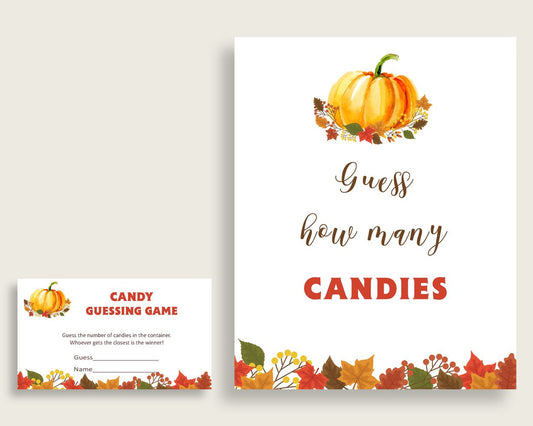 Candy Guessing Baby Shower Candy Guessing Fall Baby Shower Candy Guessing Baby Shower Pumpkin Candy Guessing Orange Brown prints party BPK3D - Digital Product