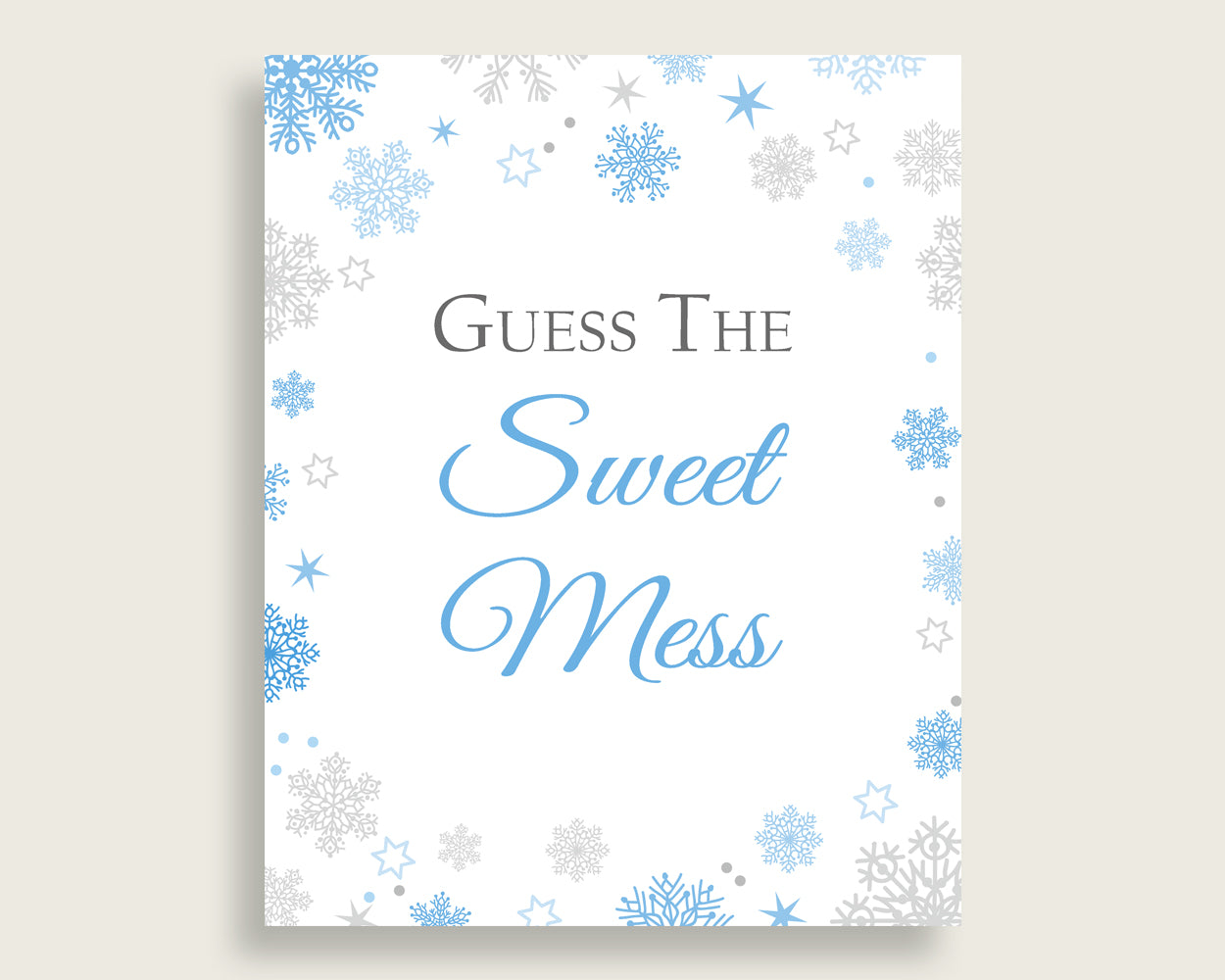 Sweet Mess Baby Shower Sweet Mess Snowflake Baby Shower Sweet Mess Blue Gray Baby Shower Snowflake Sweet Mess party ideas prints NL77H