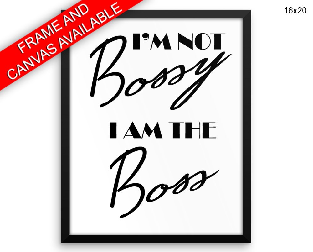 Boss Bossy Print, Beautiful Wall Art with Frame and Canvas options available Kitchen Decor