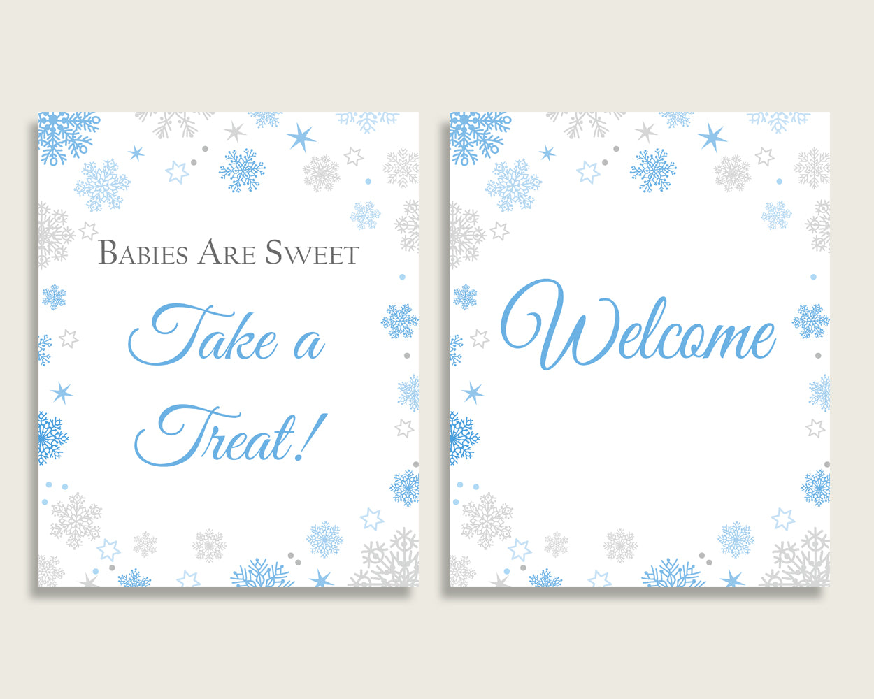 Table Signs Baby Shower Table Signs Snowflake Baby Shower Table Signs Blue Gray Baby Shower Snowflake Table Signs paper supplies NL77H