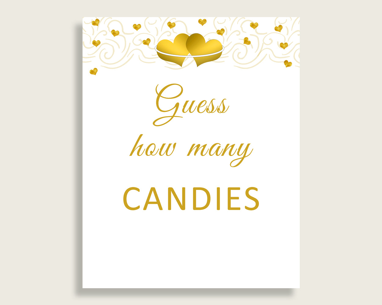 Candy Guessing Game Bridal Shower Candy Guessing Game Gold Hearts Bridal Shower Candy Guessing Game Bridal Shower Gold Hearts Candy 6GQOT