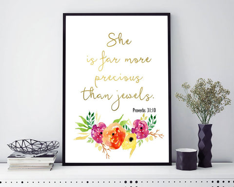 Wall Art She Is Far More Precious Than Jewels Digital Print She Is Far More Precious Than Jewels Poster Art She Is Far More Precious Than - Digital Download
