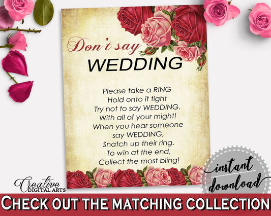 Don't Say Wedding Game Bridal Shower Don't Say Wedding Game Vintage Bridal Shower Don't Say Wedding Game Bridal Shower Vintage Don't XBJK2 - Digital Product