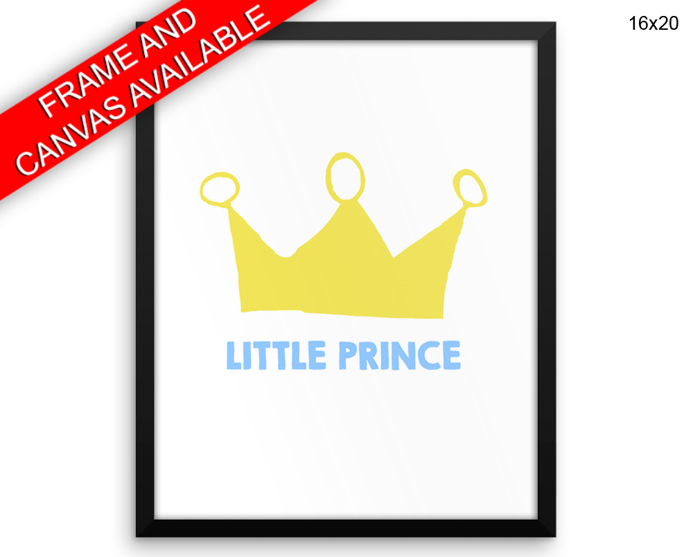 Prince Crown Print, Beautiful Wall Art with Frame and Canvas options available  Decor