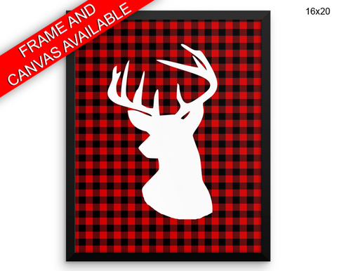 Plaid Deer Print, Beautiful Wall Art with Frame and Canvas options available Home Decor