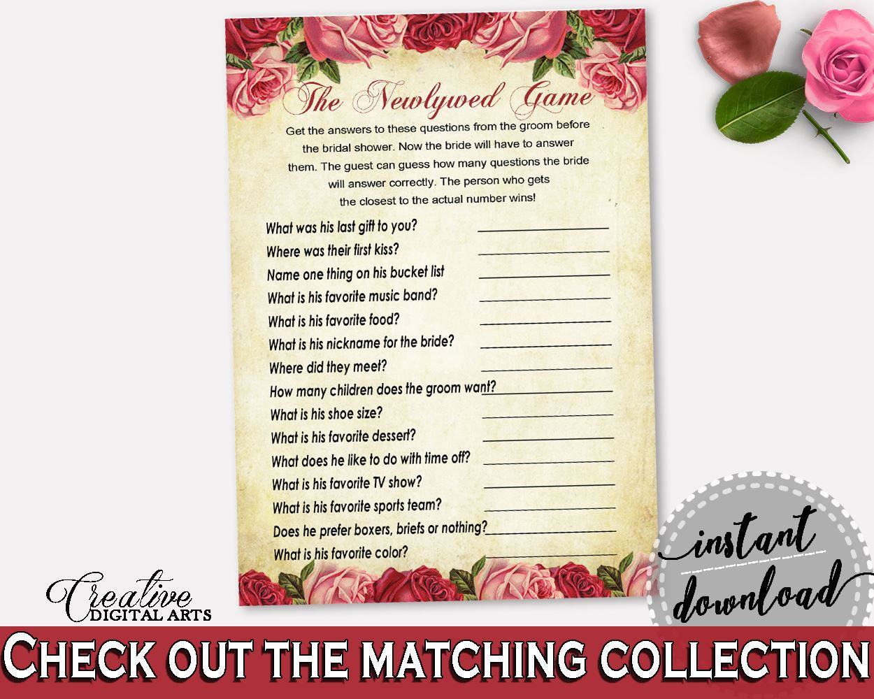 The Newlywed Game Bridal Shower The Newlywed Game Vintage Bridal Shower The Newlywed Game Bridal Shower Vintage The Newlywed Game Red XBJK2 - Digital Product