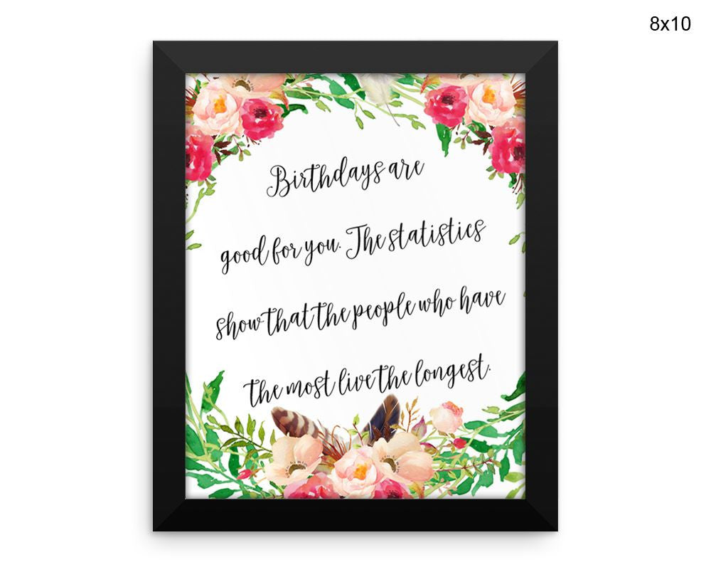 Birthday Print, Beautiful Wall Art with Frame and Canvas options available Funny Decor