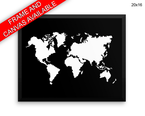 World Map Print, Beautiful Wall Art with Frame and Canvas options available Home Decor