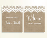 Table Signs Baby Shower Table Signs Burlap Lace Baby Shower Table Signs Baby Shower Burlap Lace Table Signs Brown White printables W1A9S - Digital Product