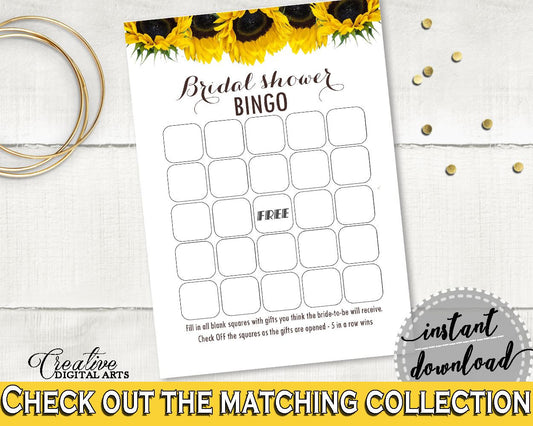 Empty Bingo Bridal Shower Empty Bingo Sunflower Bridal Shower Empty Bingo Bridal Shower Sunflower Empty Bingo Yellow White prints SSNP1 - Digital Product