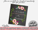 Days Until Becomes in Chalkboard Flowers Bridal Shower Black And Pink Theme, countdown bridal, chalk bridal shower, paper supplies - RBZRX - Digital Product
