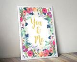 Wall Decor You And Me Printable You And Me Prints You And Me Sign You And Me  Printable Art You And Me marriage print typography poster - Digital Download