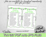 CELEBRITY BABY NAMES baby shower boy girl game with chevron green theme, digital files, Jpg Pdf, instant download - cgr01