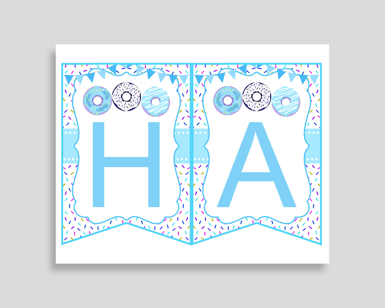 Donut Birthday Banner Donut Birthday Party Banner Blue White Happy Birthday Banner Boy 4X9CJ