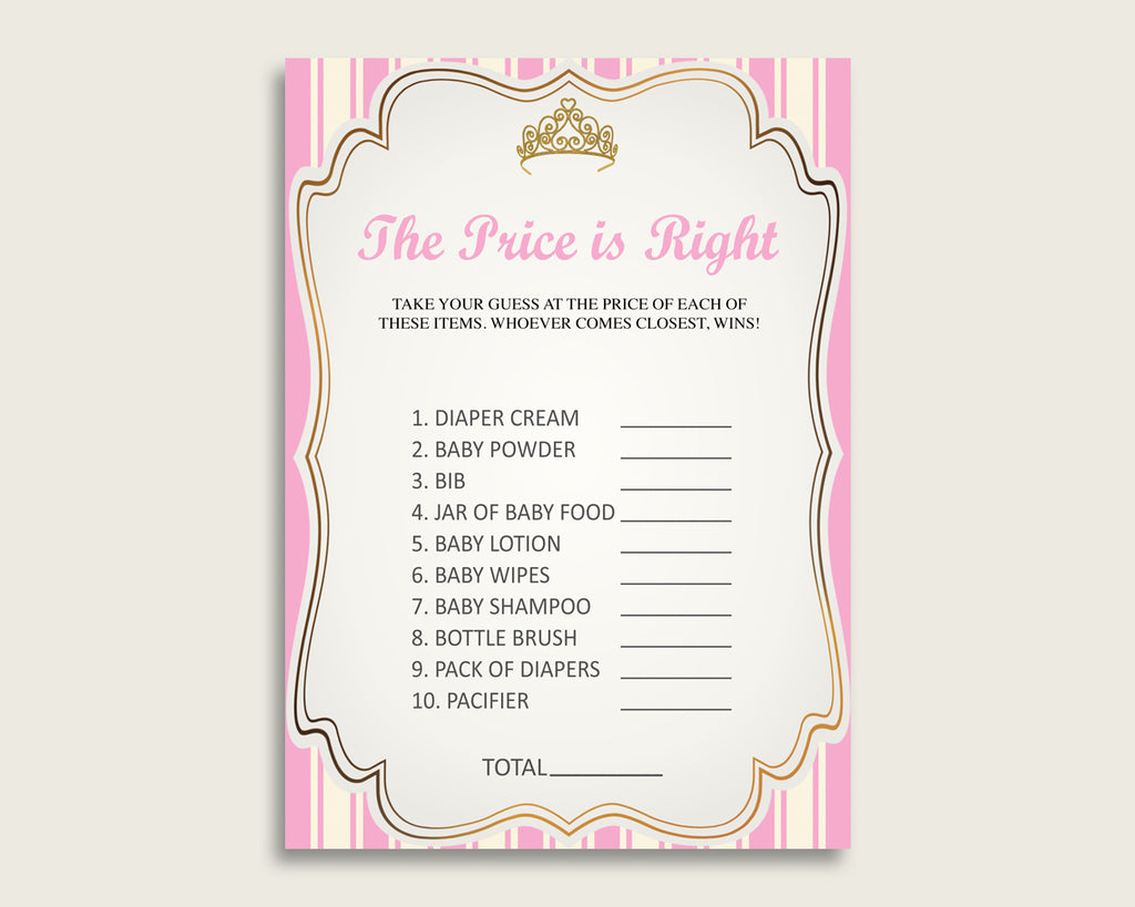 Pink Gold The Price Is Right Game, Royal Princess Baby Shower Girl Activity, Guess The Price Game Printable, Instant Download, rp002