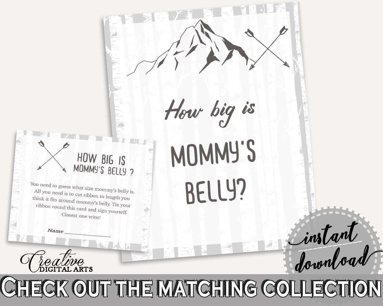 Mommy's Belly Baby Shower Mommy's Belly Adventure Mountain Baby Shower Mommy's Belly Gray White Baby Shower Adventure Mountain Mommy's S67CJ - Digital Product