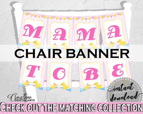 Chair Banner Baby Shower Chair Banner Rubber Duck Baby Shower Chair Banner Baby Shower Rubber Duck Chair Banner Purple Pink prints rd001