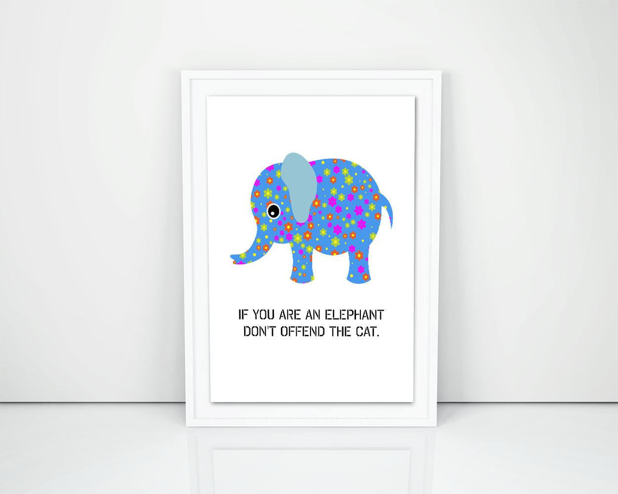 Wall Art Floral Digital Print Elephant Poster Art Floral Wall Art Print Elephant Nursery Art Elephant Nursery Print Floral Wall Decor Floral - Digital Download