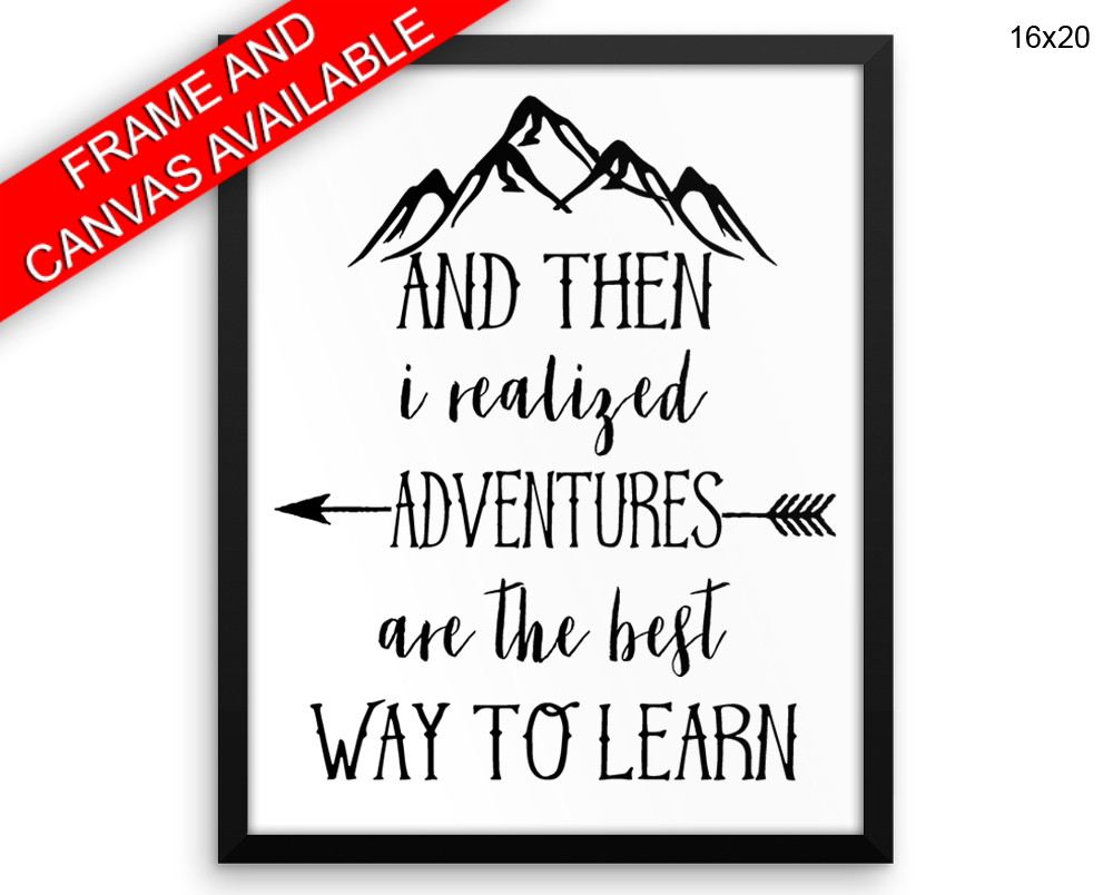 Adventures Print, Beautiful Wall Art with Frame and Canvas options available Kids Decor