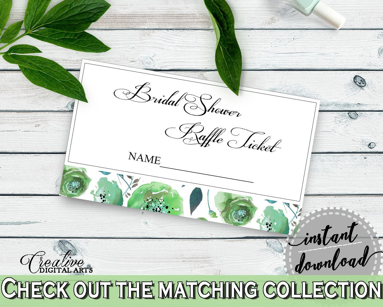 Raffle Ticket Bridal Shower Raffle Ticket Botanic Watercolor Bridal Shower Raffle Ticket Bridal Shower Botanic Watercolor Raffle 1LIZN - Digital Product