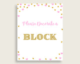 Sign A Block Baby Shower Decorate A Block Hearts Baby Shower Sign A Block Baby Shower Hearts Decorate A Block Pink Gold party theme bsh01