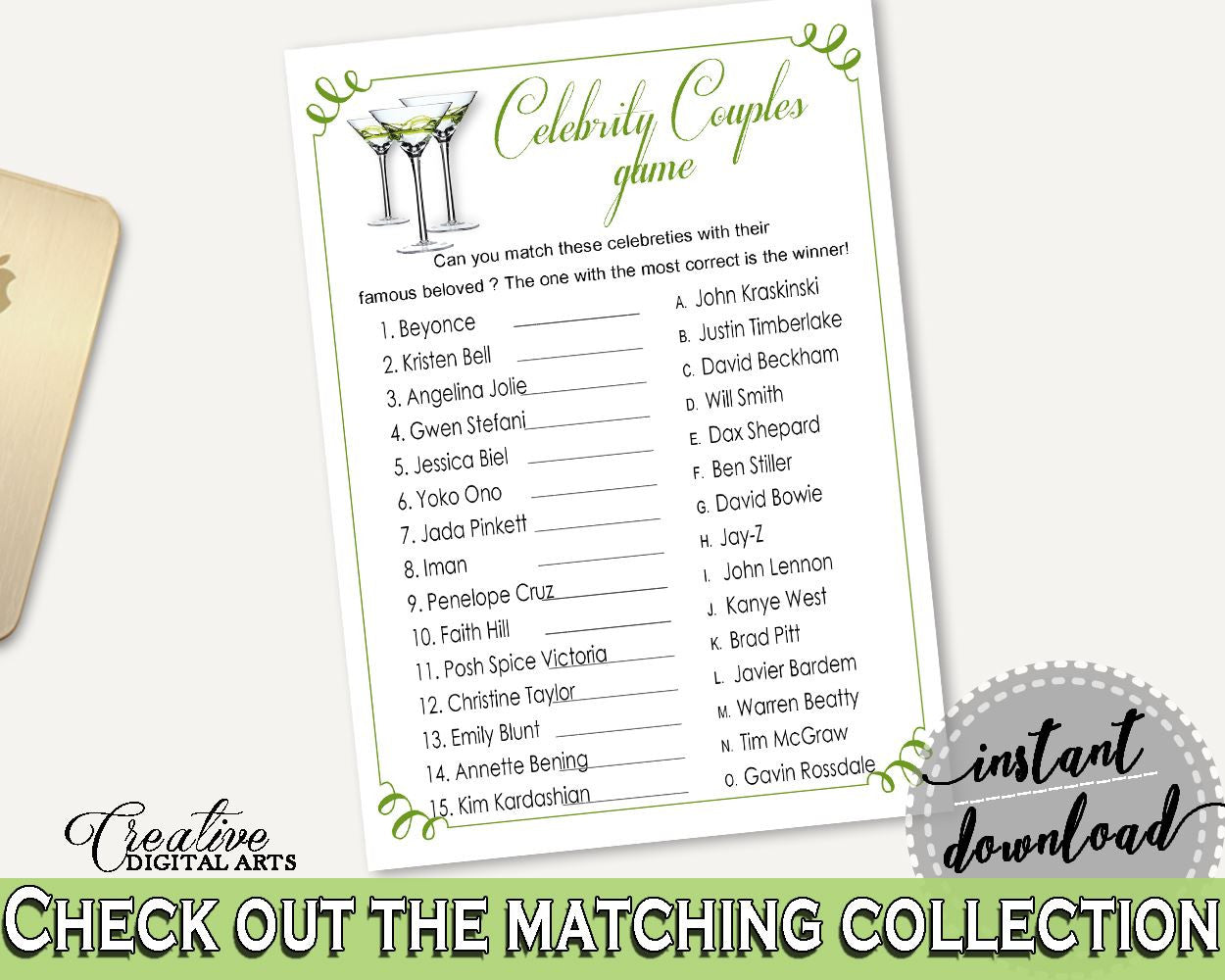 Celebrity Couples Bridal Shower Celebrity Couples Modern Martini Bridal Shower Celebrity Couples Bridal Shower Modern Martini ARTAN - Digital Product