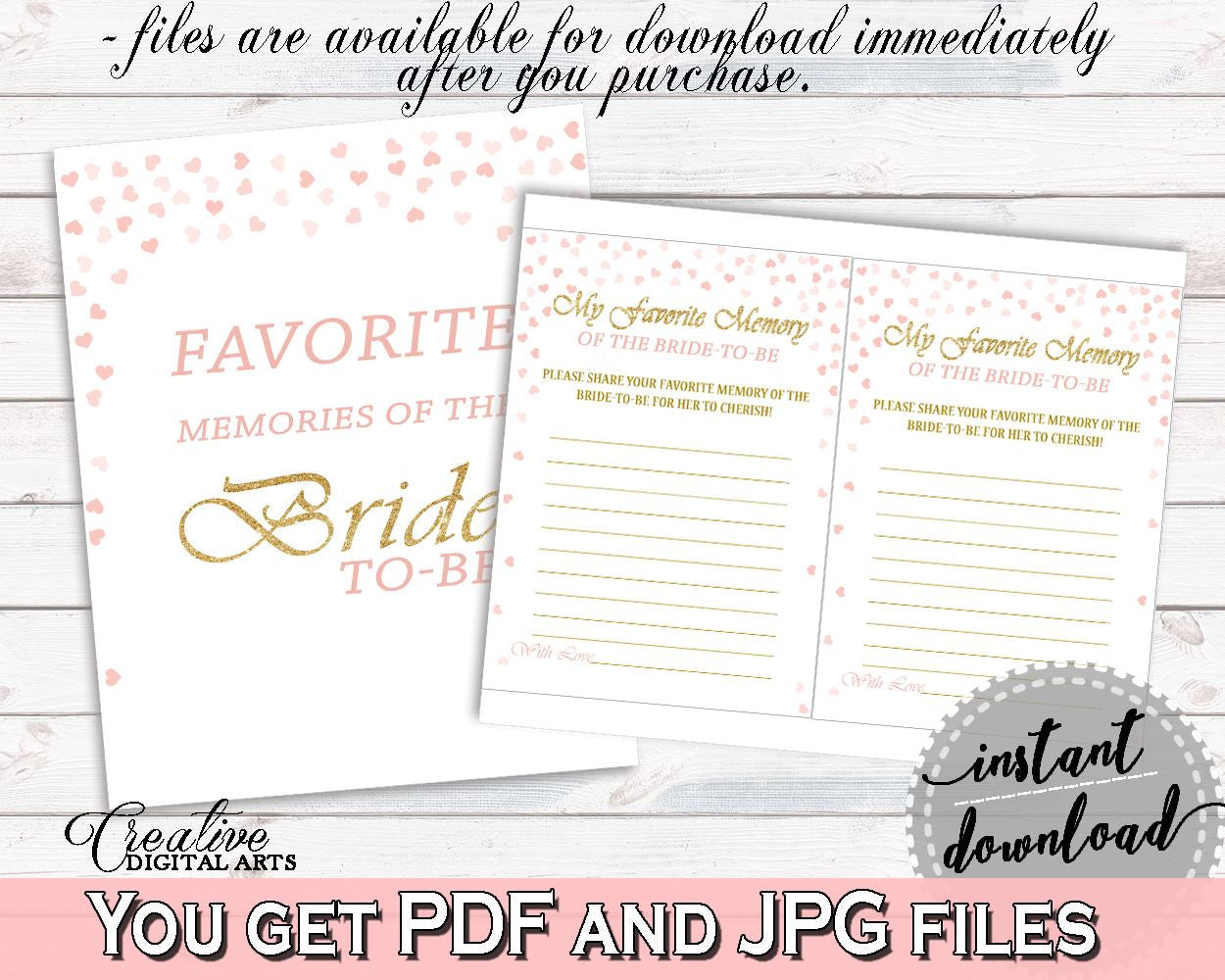 Favorite Memories Bridal Shower Favorite Memories Pink And Gold Bridal Shower Favorite Memories Bridal Shower Pink And Gold Favorite XZCNH - Digital Product