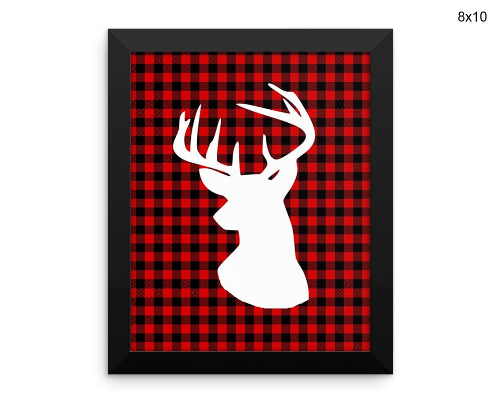 Plaid Deer Print, Beautiful Wall Art with Frame and Canvas options available Home Decor