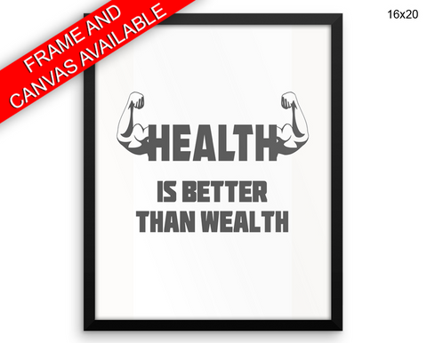 Health Print, Beautiful Wall Art with Frame and Canvas options available Gym Decor