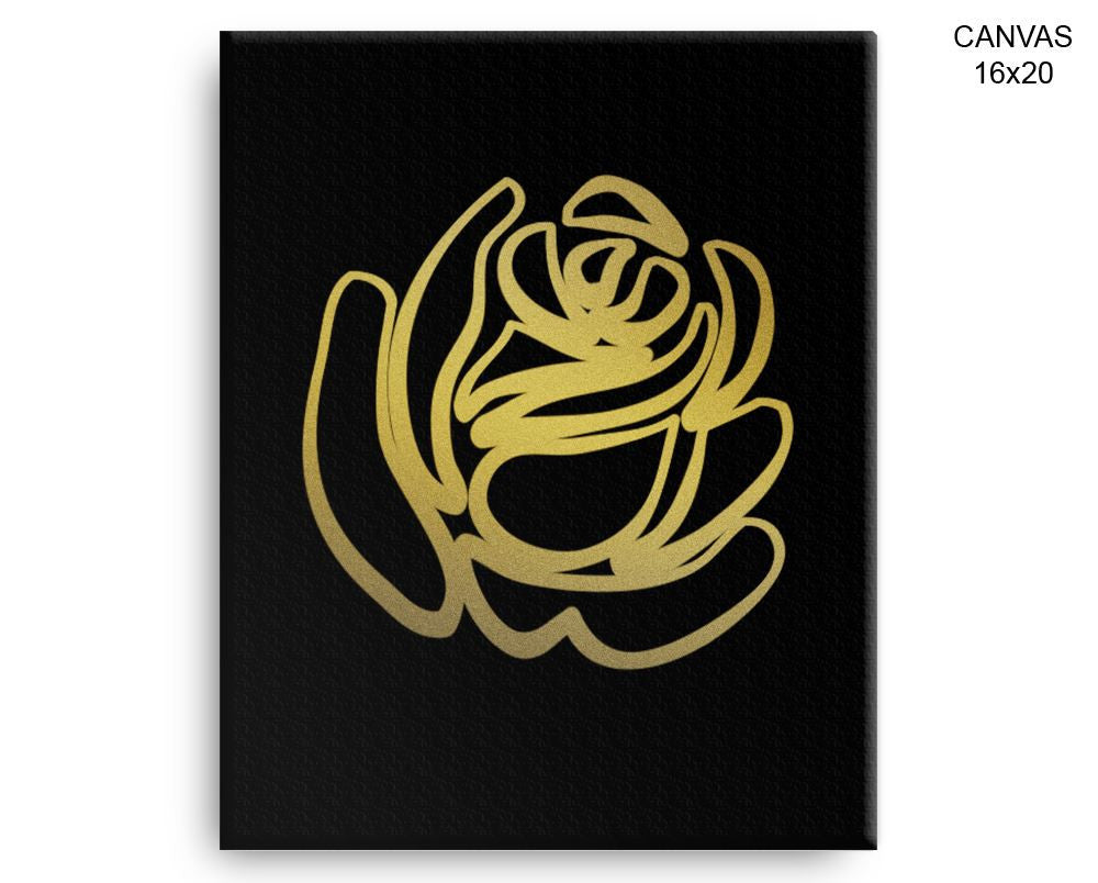 Golden Rose Print, Beautiful Wall Art with Frame and Canvas options available Fine Decor