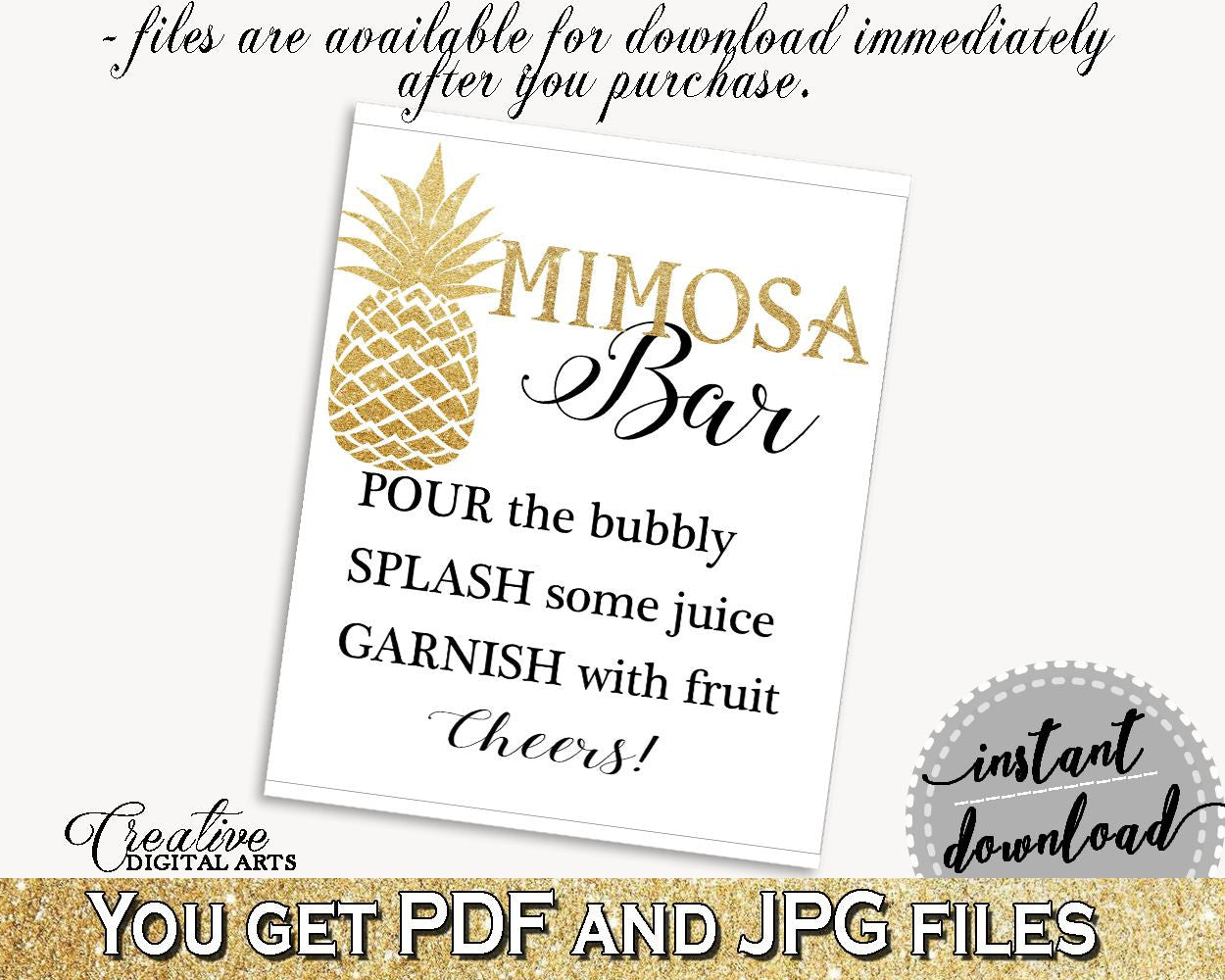 Mimosa Bar Sign Bridal Shower Mimosa Bar Sign Pineapple Bridal Shower Mimosa Bar Sign Bridal Shower Pineapple Mimosa Bar Sign Gold 86GZU - Digital Product