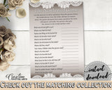 Traditional Lace Bridal Shower The Newlywed Game in Brown And Silver, wedding game, bridal ornament, party plan, party planning - Z2DRE - Digital Product