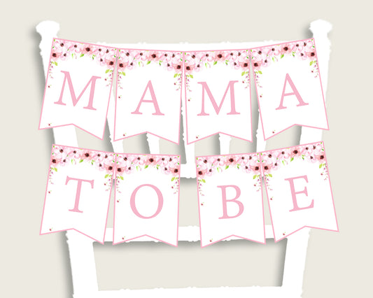 Flower Blush Baby Shower Chair Banner Printable, Pink Green Chair Banner, Girl Shower, Mama To Be, Mommy, Dad Mom To Be, Instant VH1KL