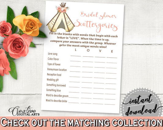 Scattergories Bridal Shower Scattergories Tribal Bridal Shower Scattergories Bridal Shower Tribal Scattergories Pink Brown prints 9ENSG - Digital Product