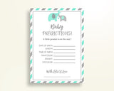 Baby Predictions Baby Shower Baby Predictions Turquoise Baby Shower Baby Predictions Baby Shower Elephant Baby Predictions Green Gray 5DMNH - Digital Product