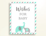 Wishes For Baby Baby Shower Wishes For Baby Turquoise Baby Shower Wishes For Baby Baby Shower Elephant Wishes For Baby Green Gray baby 5DMNH - Digital Product