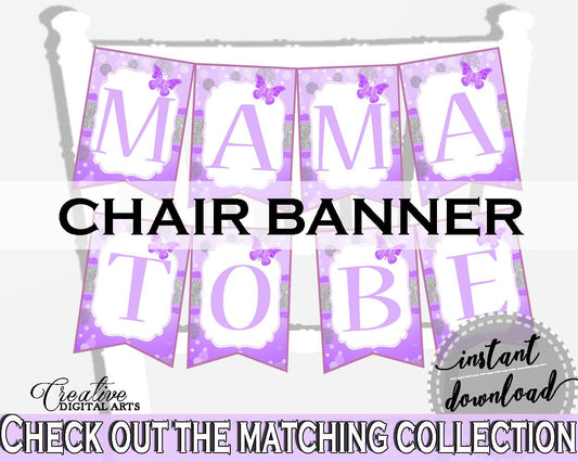 Chair Banner Baby Shower Chair Banner Butterfly Baby Shower Chair Banner Baby Shower Butterfly Chair Banner Purple Pink party stuff 7AANK - Digital Product