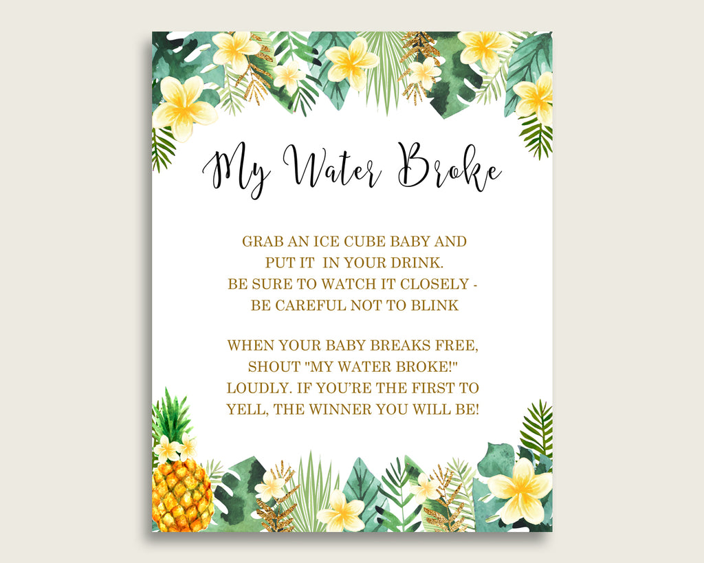 Tropical Baby Shower My Water Broke Game Printable, Green Yellow Ice Cube Babies Game, Gender Neutral Baby Shower Frozen Babies Game 4N0VK