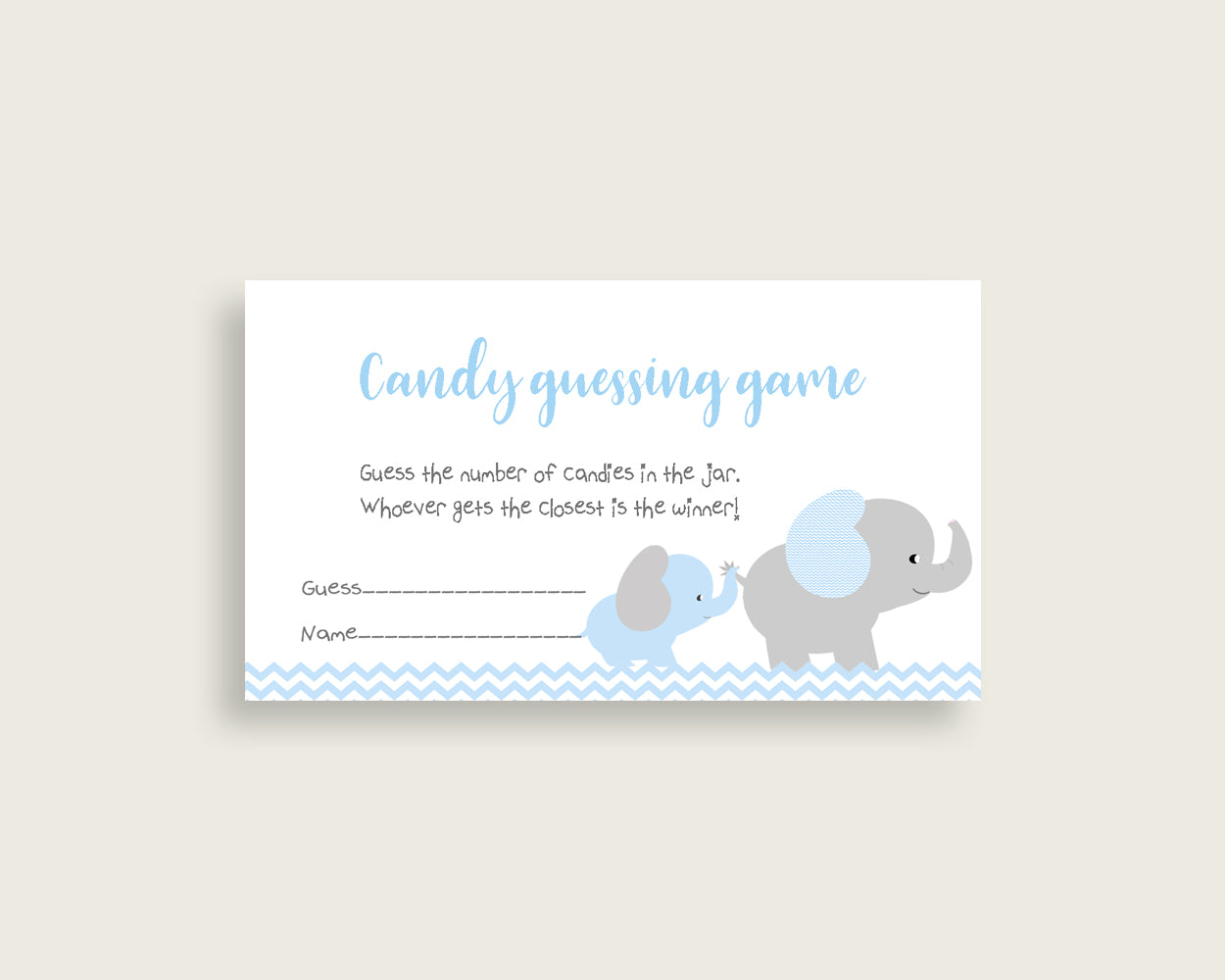 Blue Grey Candy Guessing Game, Elephant Baby Shower Boy Sign And Cards, Guess How Many Candies, Candy Jar Game, Jelly Beans, Instant ebl02