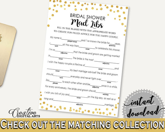 Mad Libs Bridal Shower Mad Libs Confetti Bridal Shower Mad Libs Bridal Shower Confetti Mad Libs Gold White party plan, party stuff CZXE5 - Digital Product