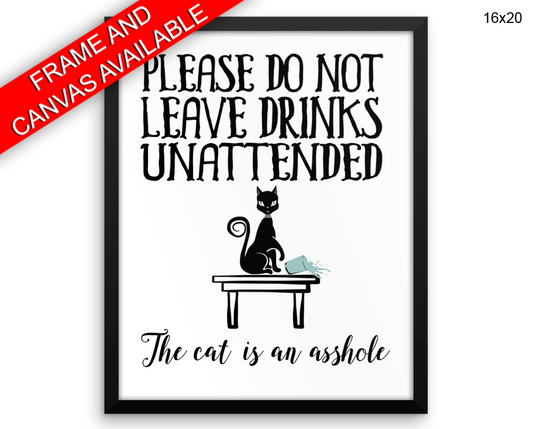 Asshole Cat Print, Beautiful Wall Art with Frame and Canvas options available Living Room Decor