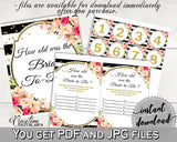 Flower Bouquet Black Stripes Bridal Shower How Old Was The Bride To Be in Black And Gold, guess the age, pdf jpg, printables - QMK20 - Digital Product